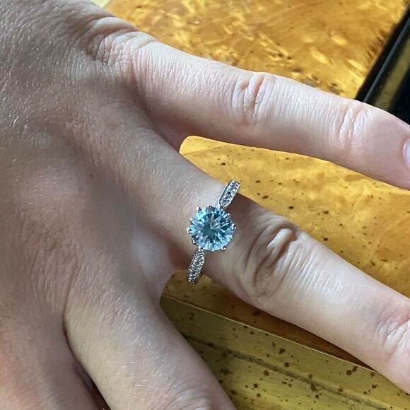 Sky Blue Topaz White Topaz Sterling Silver Ring Size 8 - Picture 4 of 10